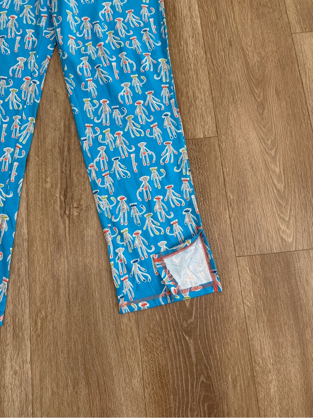 Munki Munki Pajama Set Novelty Monkey Print Blue Coral Size Medium - Picture 11 of 13